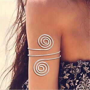 Upper Arm Cuff Bracelet Boho Hippie Armlet Double Swirl Egyptian Stylish New